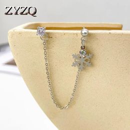 Stud Earrings ZYZQ 1pc Snowflake Alloy Micro-encrusted Zircon Chain For Women Punk Long Elegant Tassel Fine Jewelry