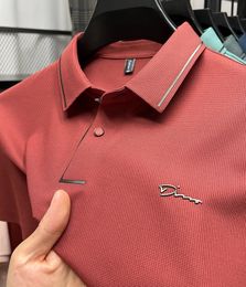 High end luxury brand fashion hot diamond short sleeved high-end printed polo shirt summer new mens lapel T-shirt 240415