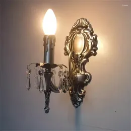 Wall Lamp Classic European Corridor Bedside Sconce Living Room Art Decor Candle Light With Crystal Penants Lighting Fixture