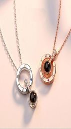 BC New Arrival Rose GoldSilver 100 languages I love you Projection Pendant Necklace Romantic Love Memory Wedding Necklace6606495