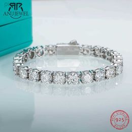 Chain AnuJewel 6.5mm 23-29cttw D Color Moissanite Diamond Tennis Bracelet On Hand 925 Sterling Silver Wedding Men Bracelets Wholesale d240419
