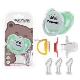 Pacifiers# Miyocar Elephant Custom Baby Pacifiers Personalised with Name Bring 3 Silicone Replacement Teat All Size Include for Boy GirlL2403