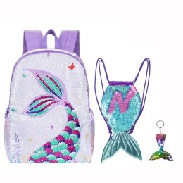 Bags Cute Girls Backpack For School Mermaid Sequin Schoolbag Girl Fashion Back Bag For Children Gift Bookbag Primary School Bags