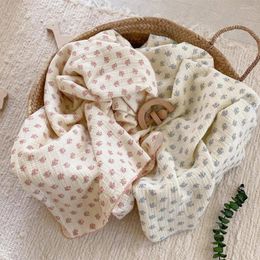 Blankets Summer Baby Blanket Floral Sweet Soft Cotton Gauze Swaddle Wrap Born Bath Tower Infant Toddler Kid Bedding 120 100CM