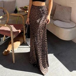 Skirts Lady Maxi Skirt Leopard Print High Waist Fishtail For Women Elegant Floor Length Party Prom With Zipper Closure