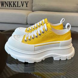 Casual Shoes Unisex Flat Sole Canvas Shoes 2024 New Spring Womens Platform Lace Up Casual Shoes Men Non Slip Daily Heightening Walking Shoes T240419