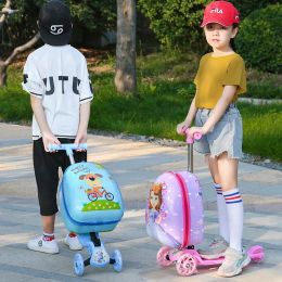 Luggage New Cute Skateboard Suitcase Scooter Children's Trolley Lage Box 16 " Boys and Girls Lovely Carryon Bag Student Travel Case