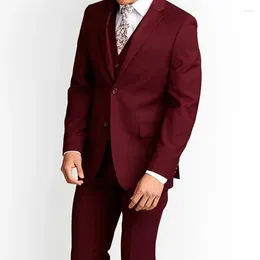 Men's Suits Fashion Red Smart Casual Men Suit Business Slim Fit Blazer Hombre High Quality Custom 3 Piece Set Jacket Vest Pant Costume Homme