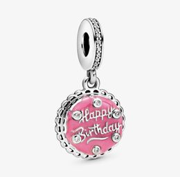 New Arrival 100 925 Sterling Silver Pink Birthday Cake Dangle Charm Fit Original European Charm Bracelet Fashion Jewelry Accessor3801811
