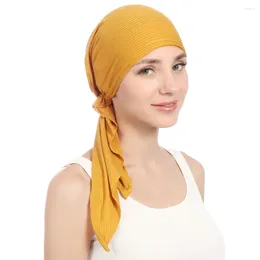 Ethnic Clothing Summer Winter Muslim Women Scarf Turban Hat Malaysia Causual Style Headwear For Cancer Patiens Ladies Hats Solid Color