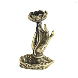 Decorative Figurines Brass Bergamot Buddha Hand Lotus Flower Backflow Incense Solid Copper Stand Base Crafts Meditation Decor