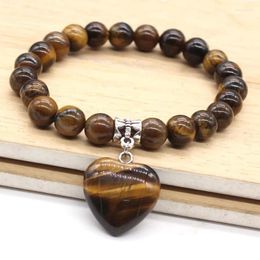 Charm Bracelets KFT Natural Tiger Eye Stone Dangle Round Loose Beads Bracelet Romantic Jewellery For Women Men Girls Gift