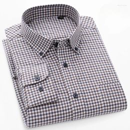 Men's Casual Shirts Cotton Sanding Ovre Size For Men Slim Fit Formal Plain Shirt Soft Plaid Tops Hight Qulity Business Clothes