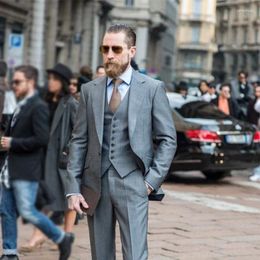 Men's Suits 2024 Elegant Grey Smart Casual For Men Business Slim Fit Blazers Hombre High Quality Custom 3 Piece Set Jacket Pant Vest