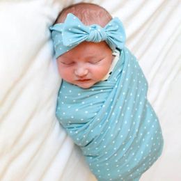 Blankets Lovely Stylish Eco-friendly Born Receiving Blanket With Headband Baby Shower Swaddle