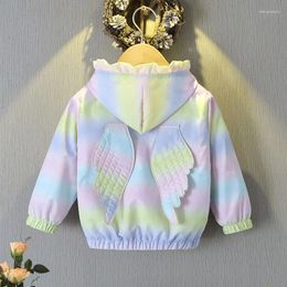 Jackets 2024 Spring Jacket Baby Kids Hoodie Cute With Wings Long Sleeve Windbreak Outwear For Girls Children Clothing 2 4 5 6 Years