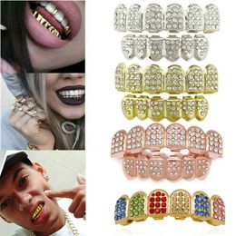 1set Fashion Gold Plated Teeth Grillz Hip Hop Cool Popular Vampire Gangsta Fang Tooth Cap Mould Kit Body Jewellery Gift New