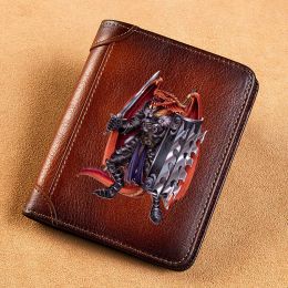 Wallets Cool Dragon Soldier Design Cover Genuine Leather Men Wallets Short Card Holder Purse Trifold Men's Wallet
