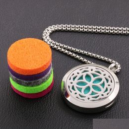 Pendants Aromatherapy Necklace Pendant 30Mm Stainless Steel Essential Oil Diffuser Fragrance Jewellery Drop Delivery Home Garden Arts Dhz3W