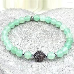 Link Bracelets MG2091 6 MM Green Aventurine Hematite Beads Tree Of Life Charm Bracelet Womens Energy Protection Spiritual Mala