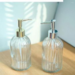 Liquid Soap Dispenser 400ml Old Fashioned Clear Glass Manual Pressure For Bathroom Sink Large Capacity Non-slip Gold Silver