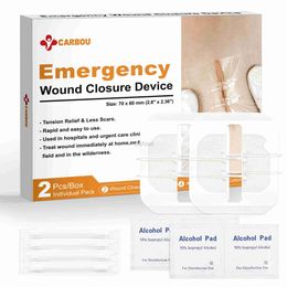 First Aid Supply CARBOU 2PCS Zipper Painless Wound Closure Device Suture-free Wound Dressing Closure Strips Kit Emergency Laceration Closures d240419