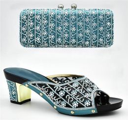 Dress Shoes Arrival African And Bag Matching Set Decorated With Rhinestone Nigerian Women Wedding Shoe Slip On Elegant Party Pumps9552085