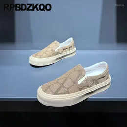 Casual Shoes Round Toe Skate Trainers Canvas Sport Loafers Men Athletic Rubber Sole Flats Print Slip On Sneakers Pattern Latest