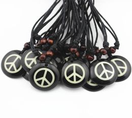 Fashion Whole lot 12pcsLOT Handmade Resin Carving Peace Pendants Necklace Drop Shiping MN3603569495