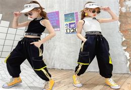 HipHop Kids Dance Girls Clothes Outfits Vest Tops Pants Cargo Sweatpants Modern Baby Teens 9 10 11 12 13 Years Girls Streetwear4955599