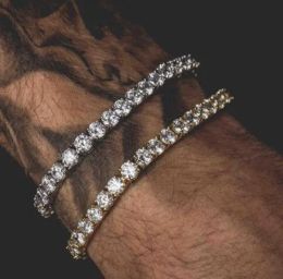 Bracelets 5mm 4mm 3mm Iced Out Tennis Bracelet Cubic Zirconia Triple Lock Hip Hop Jewelry 1 Row Luxury Men Bracelets