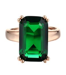 Big Green Crystal Finger Rings For Women Fashion Jewellery Wedding and Engagement Vintage Accessories Rose Gold Plated R7002530490