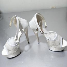 Dance Shoes White Wedding Bride Package With Stage Dress Fine 15 Cm Super High Heels Waterproof