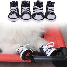 4Pcs Waterproof Denim Pet Shoes Antislip Sporty Sneakers Cats Dogs Booties Breathable Puppy Animal Supplies 240411