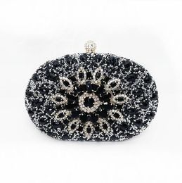 Luxury retro Women Shoulder Clutch Bag Evening bags with Diamond Pearls Beads Messenger Handbag for Party