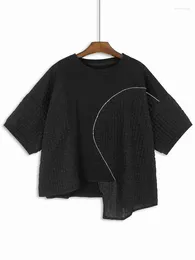 Women's T Shirts Bubble Patchwork T-shirt For Women Spring 2024 Irregularity Niche Design O-neck Short Sleeve Casual Versatile Tees Tops