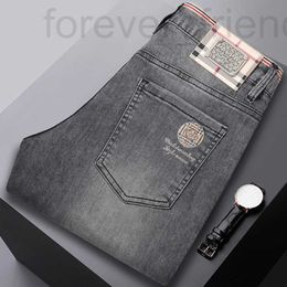 Men's Jeans designer European high-end jeans for men's autumn new elastic slim fit small straight tube casual trendy brand versatile pants 1DQI