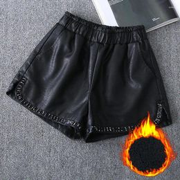 Women's Shorts Faux Panty Wide Leg Pants Brief Leather Short Trousers High Waist Sexy Female Club Party T422