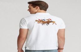 American Style Men Solid Polo Shirts Big Horse Print Fashion Classic Polos 100 Cotton Tees TShirt Tops White Black Navy Blue2601228