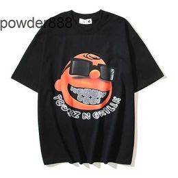 24ss High Street Hip-hop Trendy Half Sleeved Sunglasses for Boys Cartoon Print Loose Short T-shirt Men and Women