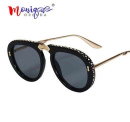 Sunglasses Vintage folding pilot sunglasses women luxury crystal brand oversize clear eyeglasses sun glasses men shades de sol T2208317407587
