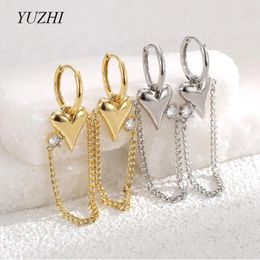 Dangle Earrings Long Metal Chain Tassel Heart For Women Minimalist Geometric Drop Temperament Party Jewellery