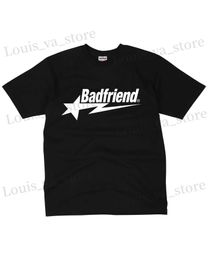 Men's T-Shirts Y2K Hip Hop Letter Printed T Shirt Badfriend Printed Oversized Tops New Harajuku Fashion Casual All Match Loose Tops Strtwear T240419