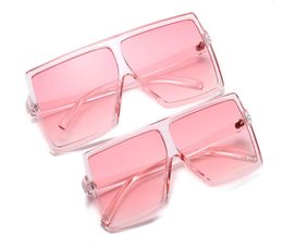 Three Hippos 1 Set 2 Pcs Matching Mother and Daughter Shad Square Sun Glass Women Plastic Flat Top Kids Sunglass 2021d2074647