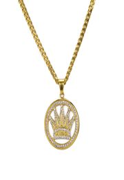 Luxury Street style Copper Royal King Crown Pendant men stainless steel Necklace Cuba chain Necklaces Pendants for Jewellery 2106214042301