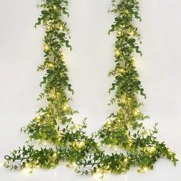 Decorative Flowers LED Glowing Artificial Plant Vine Decoration For Home Garden Wall Hanging Decor 180cm Fake Eucalyptus Ivy Garland Wedding