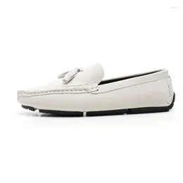 Casual Shoes Arrivals Tassels Men White Suede Leather Loafers Comfortable Slip-on Flat Zapatillas Informales