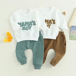 Clothing Sets 0-36months Baby Boys 2pcs Pants Long Sleeve Letter Embroidery Sweatshirt Tops Drawstring Outfits For Infant