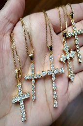 NS1082 High Quality Diamond Christian Religion Jewelry Gold Plated Stainless Steel Chain CZ Micro Pave Pendant Necklace4588741