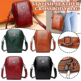 Bag Women's Leather Crossbody Cell Phone Single Shoulder Messenger Purse Large Capacity Casual Small